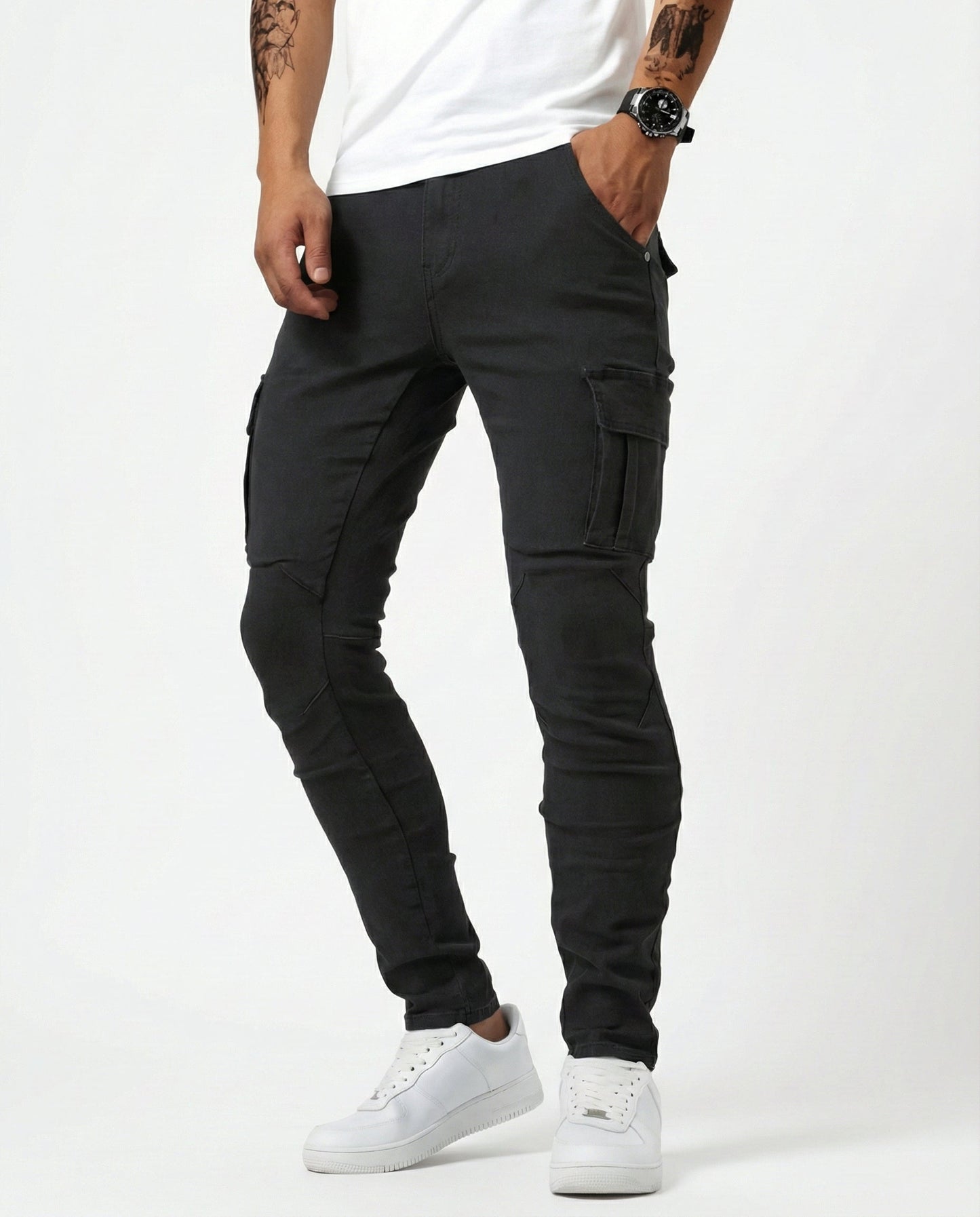 Duvan - Pantalón Cargo Marino Elástico para Hombre
