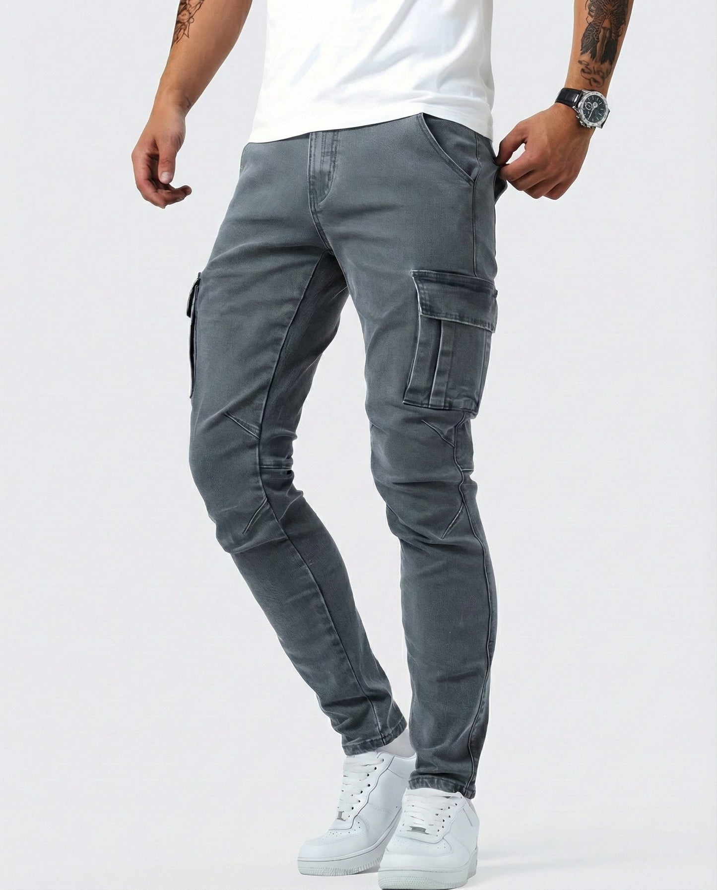 Duvan - Pantalón Cargo Marino Elástico para Hombre