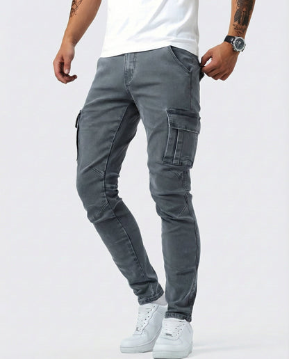 Duvan - Pantalón Cargo Marino Elástico para Hombre