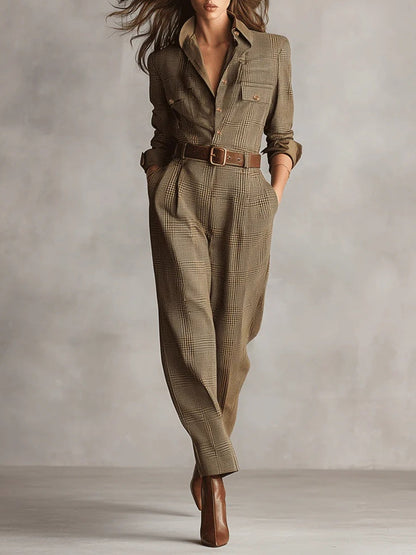 Zoë | Mono utilitario de cuadros con textura de tweed refinado