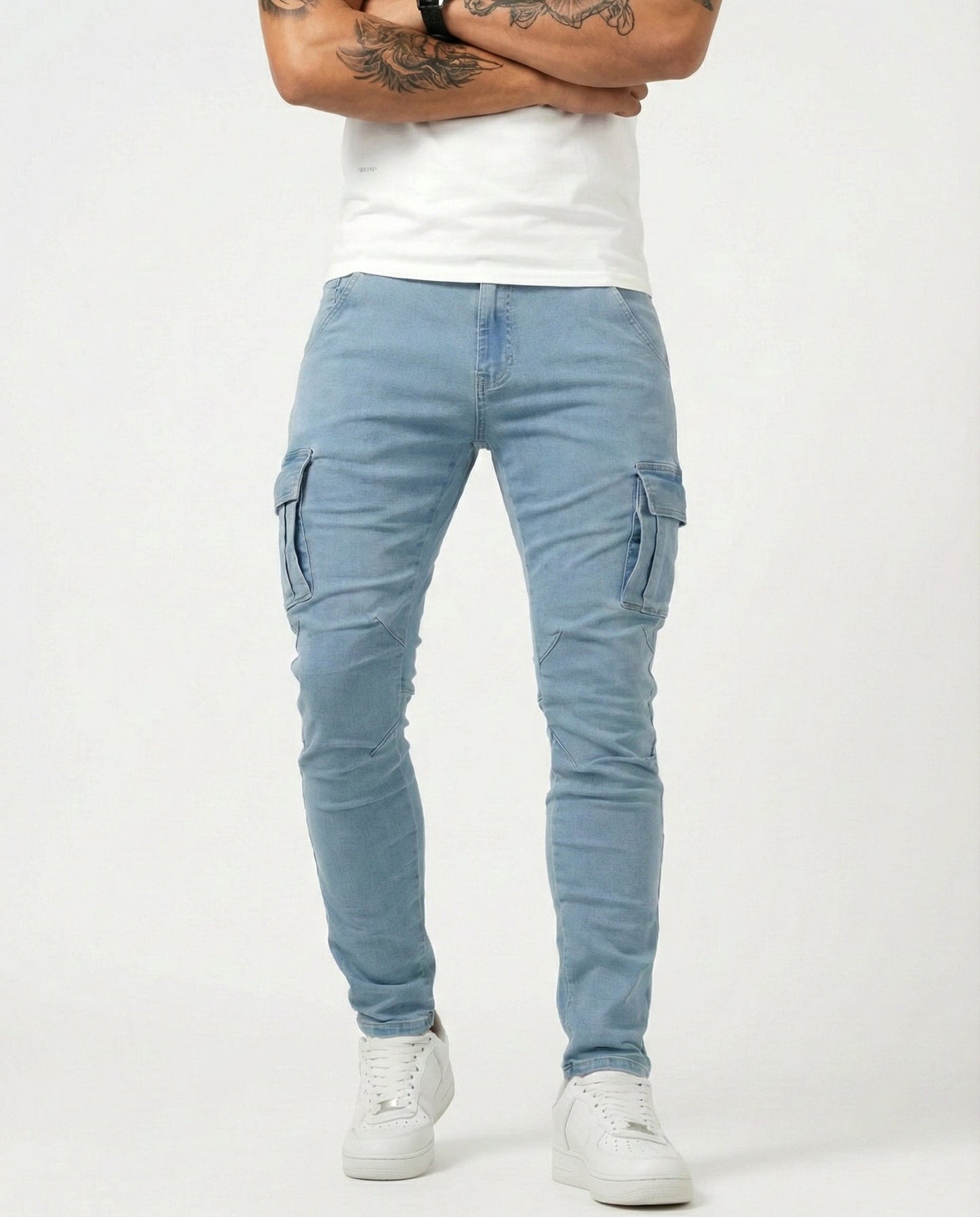 Duvan - Pantalón Cargo Marino Elástico para Hombre