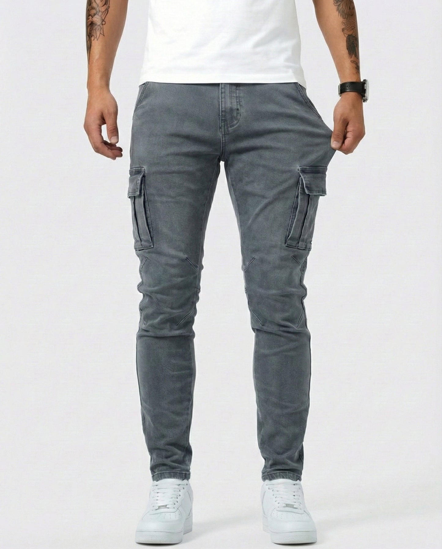 Duvan - Pantalón Cargo Marino Elástico para Hombre