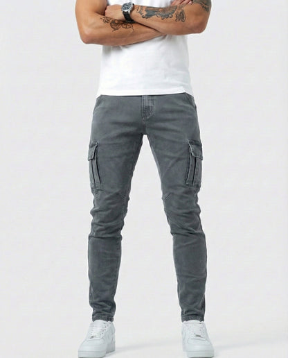 Duvan - Pantalón Cargo Marino Elástico para Hombre