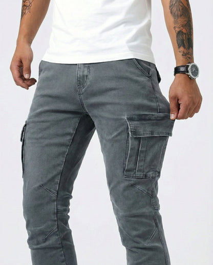 Duvan - Pantalón Cargo Marino Elástico para Hombre