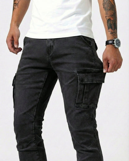 Duvan - Pantalón Cargo Marino Elástico para Hombre