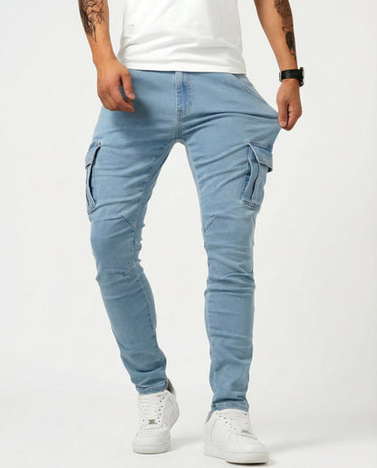 Duvan - Pantalón Cargo Marino Elástico para Hombre